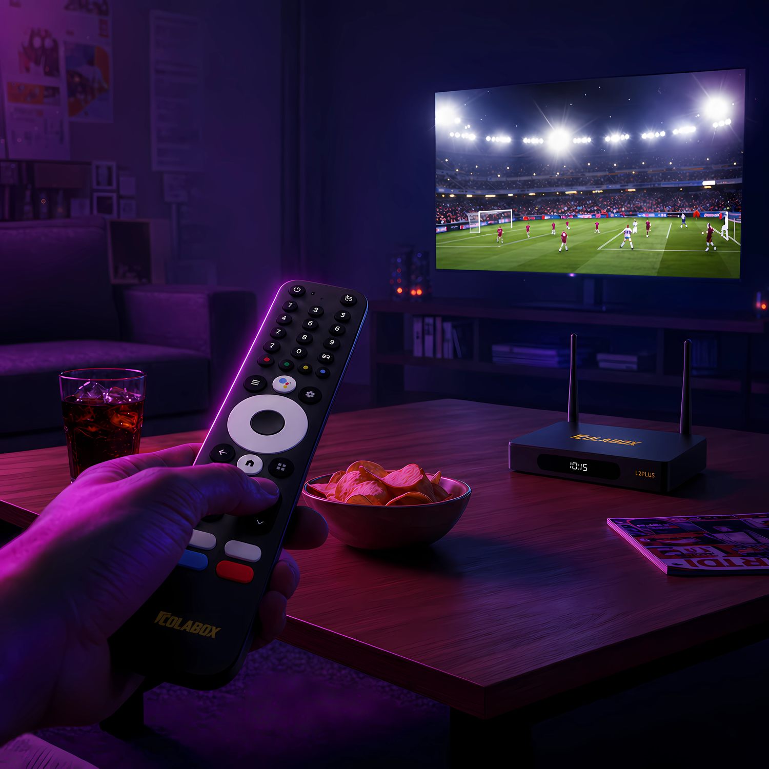 Live sports displayed on a television